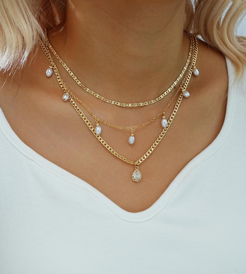 Elegant Gold Layered Necklaces