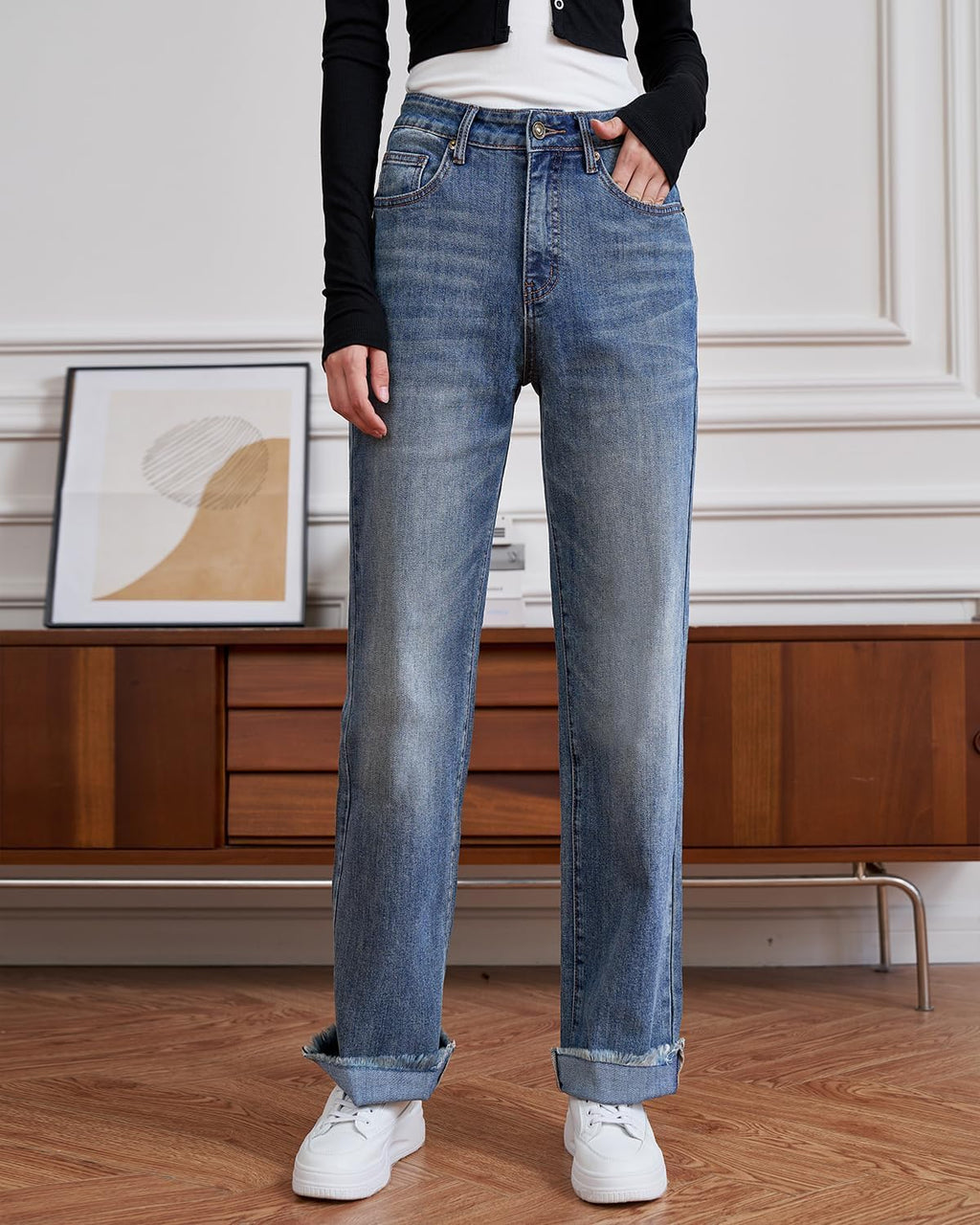 Trendy High-Waist Jeans