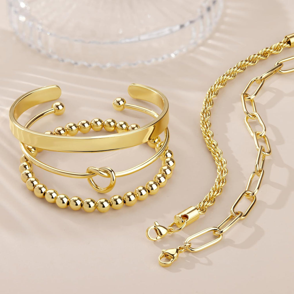 Trendy Gold Bracelet Set