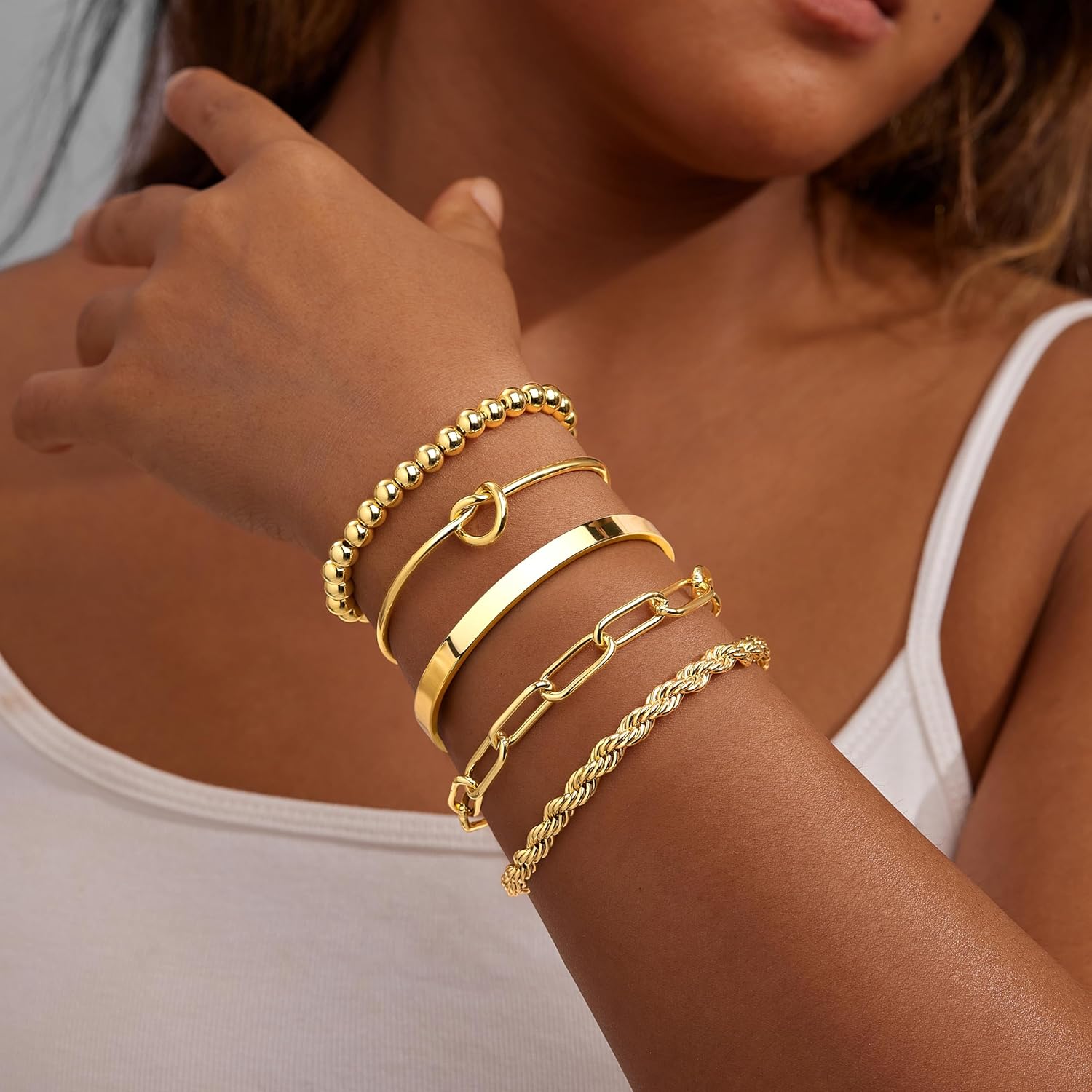 Trendy Gold Bracelet Set