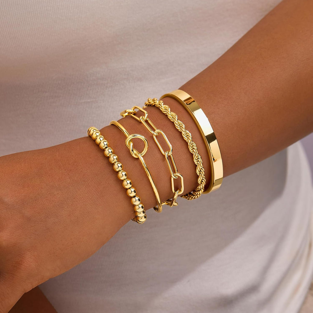 Trendy Gold Bracelet Set