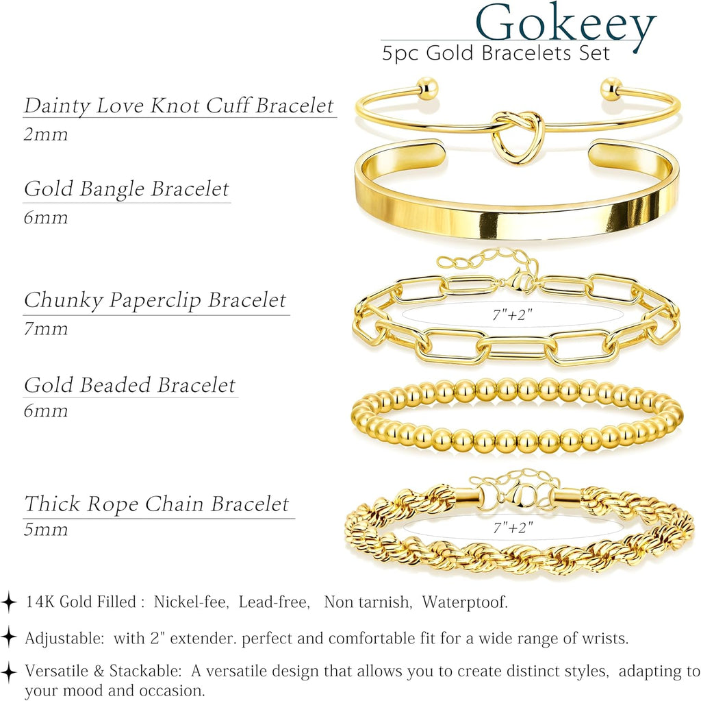 Trendy Gold Bracelet Set