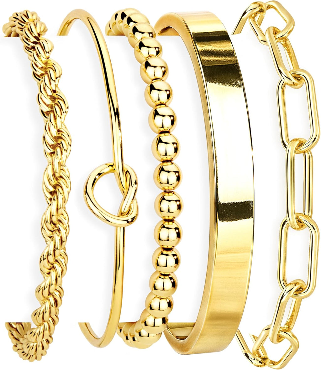 Trendy Gold Bracelet Set