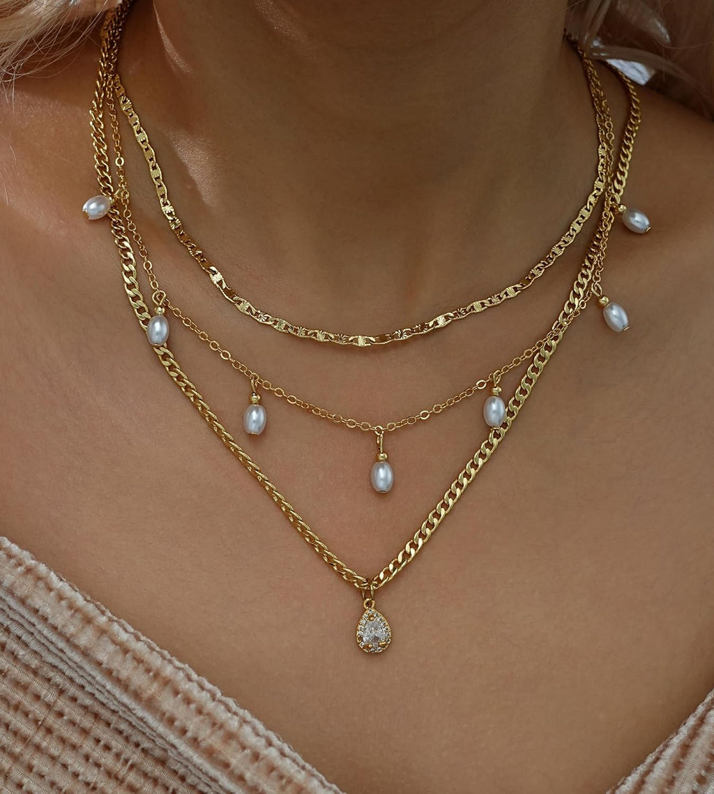Elegant Gold Layered Necklaces