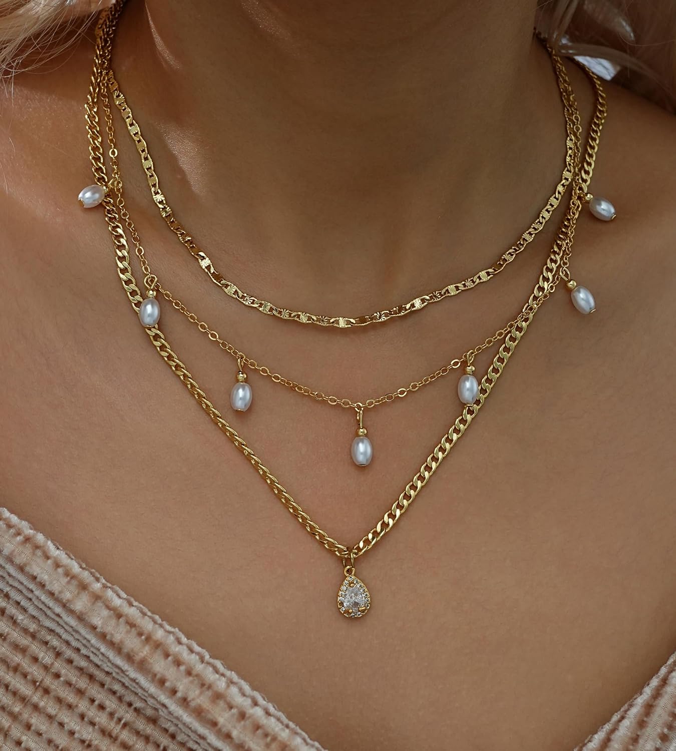 Elegant Gold Layered Necklaces