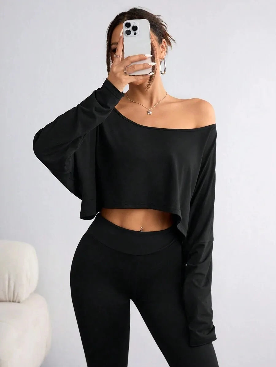 Chic Asymmetrical Neck Blouse