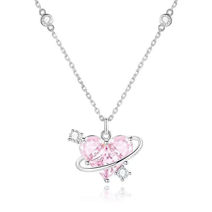 Girly Pink Heart Necklace