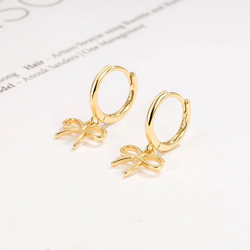 Elegant Silver Bow Hoop Earrings