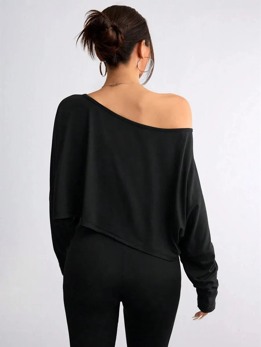Chic Asymmetrical Neck Blouse