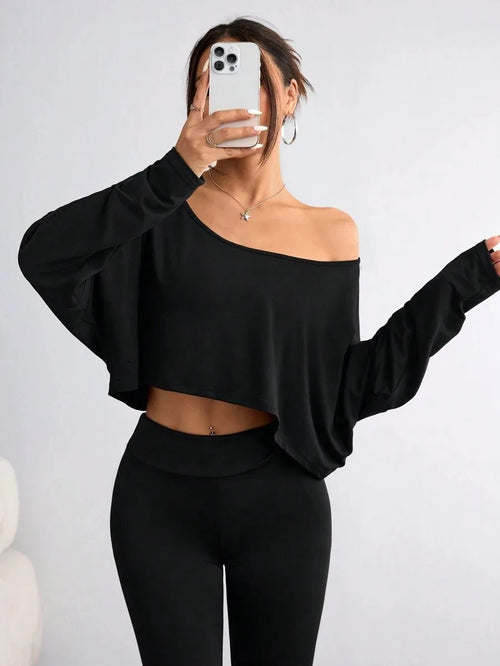 Chic Asymmetrical Neck Blouse