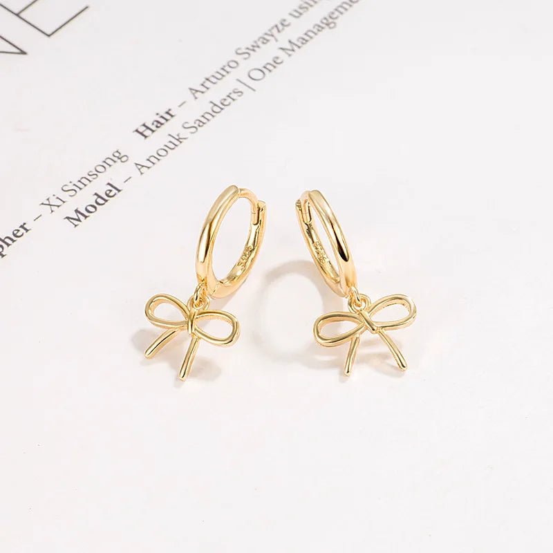 Elegant Silver Bow Hoop Earrings