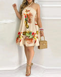 Chic Floral Halter Dress