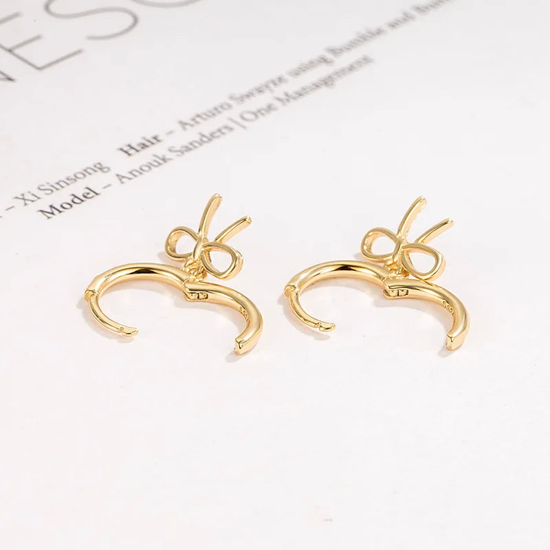 Elegant Silver Bow Hoop Earrings