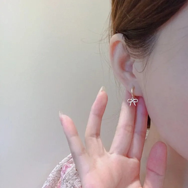 Elegant Silver Bow Hoop Earrings