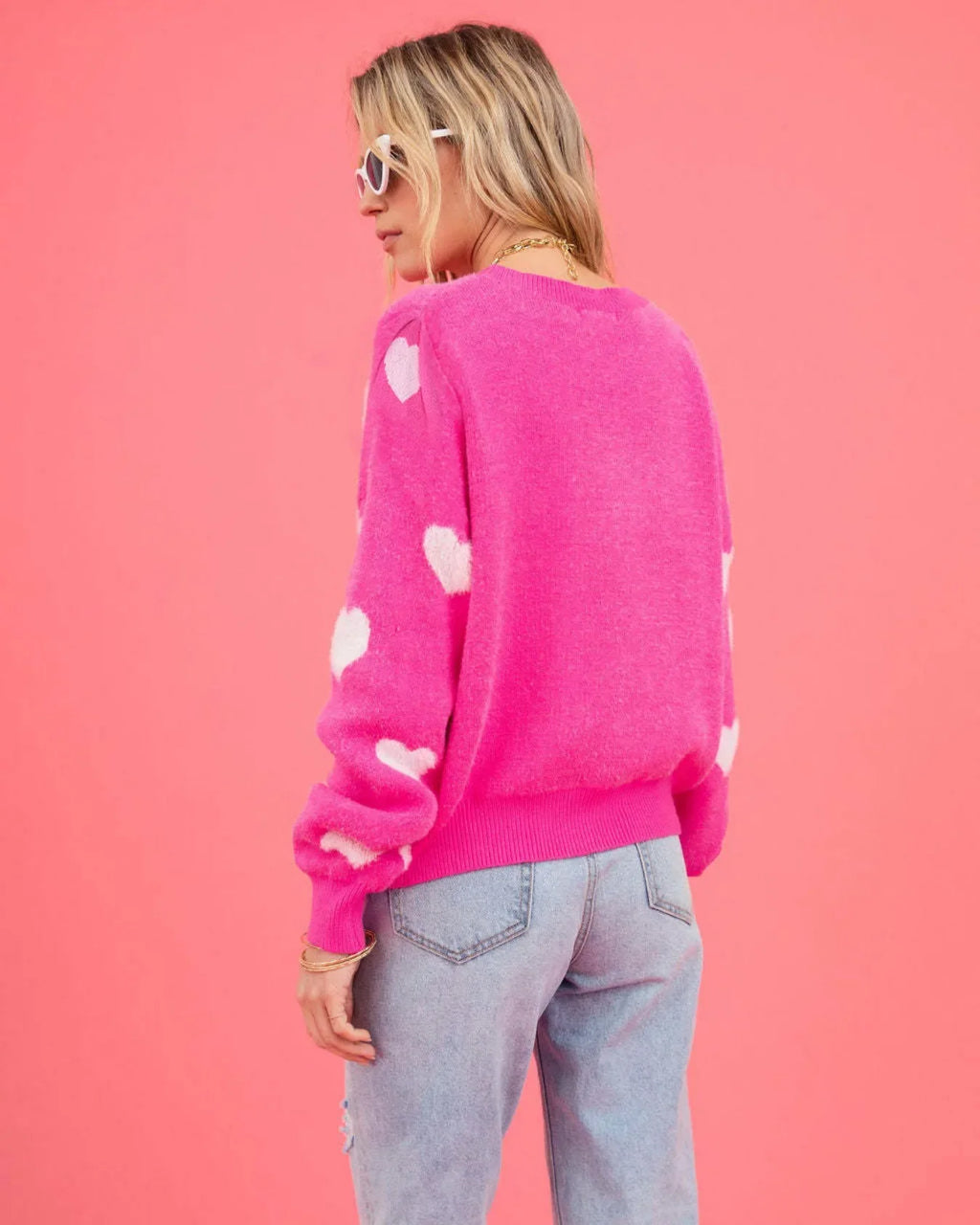 Cozy Pink Heart Sweater