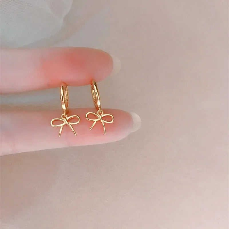 Elegant Silver Bow Hoop Earrings