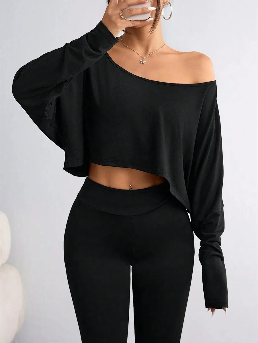 Chic Asymmetrical Neck Blouse